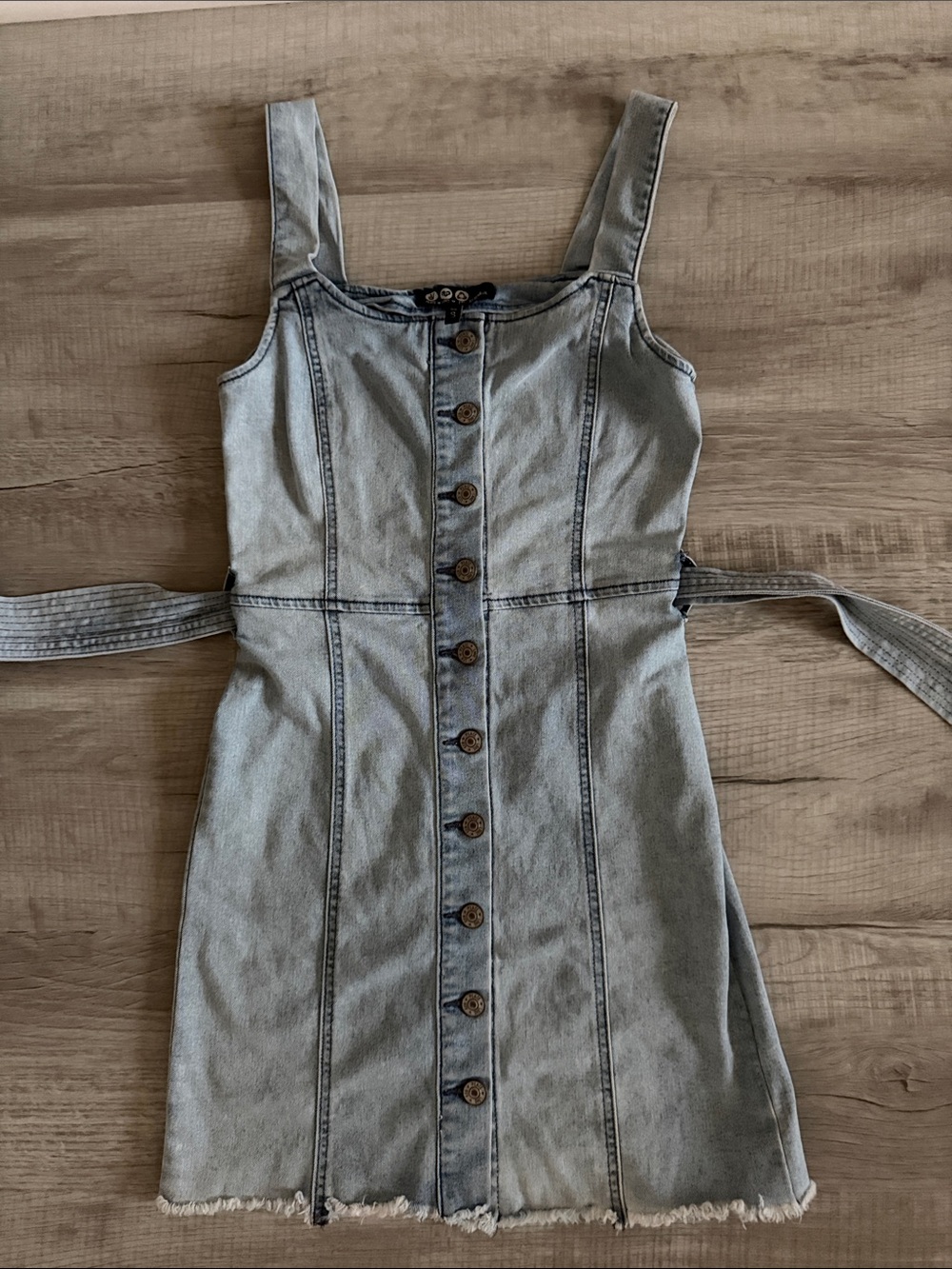 Rewash Light Blue Denim Button-Front Kids Dress